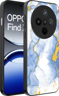 Produktbild von Smartphonica Handyhülle passend für Oppo Find X8 mit Hellblau Gold Marmor Print - TPU Backcover Case Hellblau Gold Marmor Design