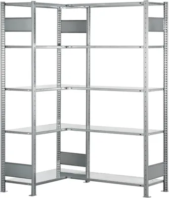Produktbild von Schulte Eckregal | Grundregal (Felder A+B) | HxBxT 200x100x30cm | 2x5 Ebenen | Längenriegel | Verzinkt