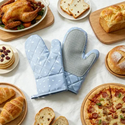 Produktbild von MODFU Ofenhandschuhe, 2er-Set hitzebeständige Silikon-Ofenhandschuhe, Backhandschuhe, Küchenhandschuhe hitzebeständig, Backhandschuhe rutschfest