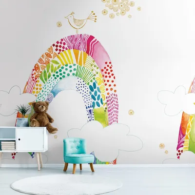 Obrázek produktu pro Profhome 392151-GU Fotovliestapete Kindervliestapete weiß pink gelb blau 2,65 m x 2,8 m