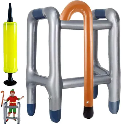 Obrázek produktu pro Nafukovací rollator, nafukovací chodítko, nafukovací hůl pro karneval, karnevalové narozeniny, cosplay včetně pumpy