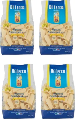 Produktbild von De Cecco Rigatoni Napoletani Kurze Pasta, 500 g, 4 Stück