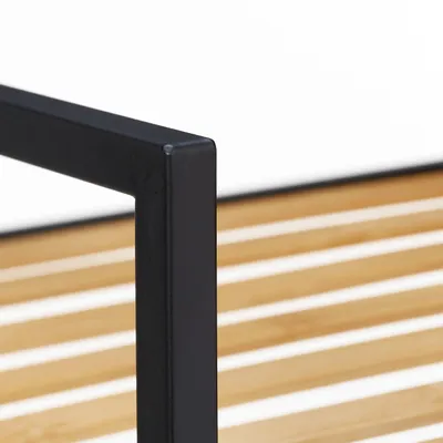 Produktbild von Relaxdays Standregal 4 Ablagen, Bambus & Metall, offenes Regal, Stehregal Flur, HxBxT: 95 x 39 x 32,5 cm, braun-schwarz