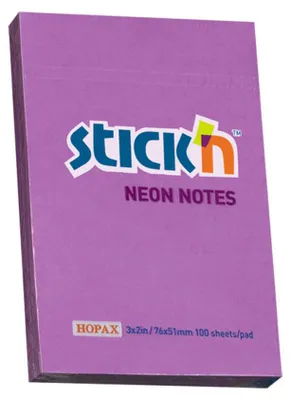 Zdjęcie produktu dla Notes samoprzylepny 76x51 mm fioletowy neonowy 100 kartek