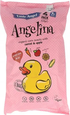 Obrázok produktu pre Kukuričné lupienky ANGELINA mrkva a jablko (od 7 mesiacov) bezlepkové4x15g Little Angel