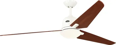 Zdjęcie produktu dla Energooszczędny wentylator sufitowy z oświetleniem i pilotem Eco Aviatos 162 cm biały / drewno wiśniowe