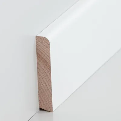 Produktbild von Sockelleiste weiß 13 x 70 Holz Buche Lackiert Fußleiste RAL 9010