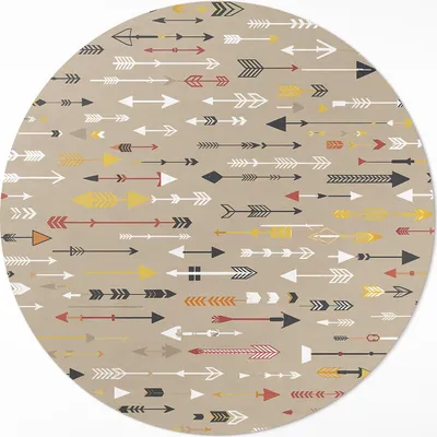 Produktbild von Indische Pfeile pastellfarbenes Boho-Muster – Vinyl Fußmatte – Ø 100cm – Rutschfest – Pflegeleicht & Langlebig