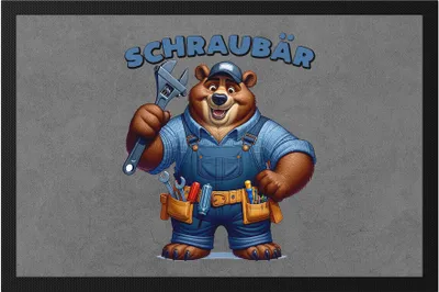 Produktbild von Schraubär Bär Handwerker Fußmatte Papa Vatertag Mechaniker Tischler