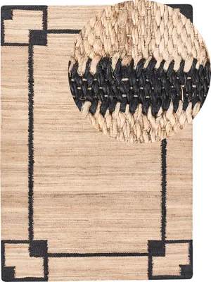 Obrázek produktu pro BELIANI Koberec béžový a černý jutový 160 x 230 cm se vzorem obdélníkový tkaný rustikální styl obývací pokoj ložnice