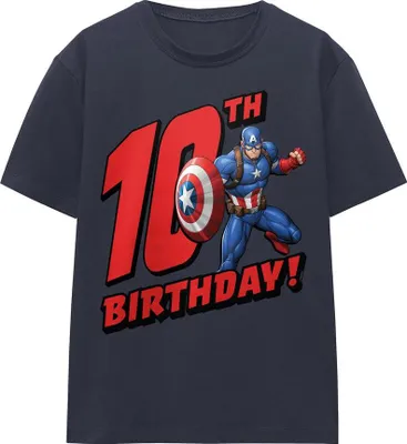 Image de Captain America - T-shirt pour femme, 10ème anniversaire TV25651 (L) (Bleu marine)