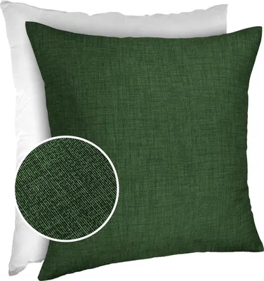 Produktbild von Dekokissen Kissenhülle mit Reißverschluss Sofakissen 40x40cm mit Füllung Einfarbig Leinenoptik Uni Tannengrün