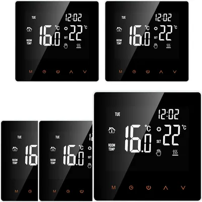 Obrázek produktu pro 5X Smart Thermostat Digitální regulátor teploty LCD displej s dotykovou obrazovkou Týdenní programovatelný termostat elektrického podlahového vytápění pro domácnosti Škola Kancelář Hotel 16A