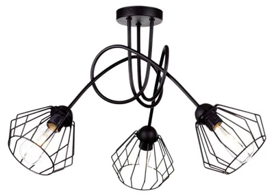 Produktbild von KAR-LIGHTING Deckenleuchte 3-flammig Schwarz, Metall für Esszimmer, Wohnzimmer, Büro – geschwungenes Design, E27-Fassung