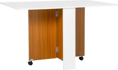 Produktbild von Ausziehbarer Esstisch Klapptisch Teak Weiß 120x80cm Mobil Modern Esszimmer Tisch