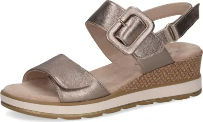 Produktbild von Caprice Damen Sandale mit überzogener Schnalle und Keilabsatz 9-28753-42, Größe:37 EU, Farbe:Beige