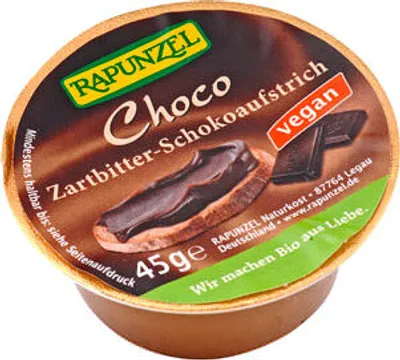 Produktbild von Rapunzel Choco Zartbitter Schokoaufstrich vegan Portionsschale 45g