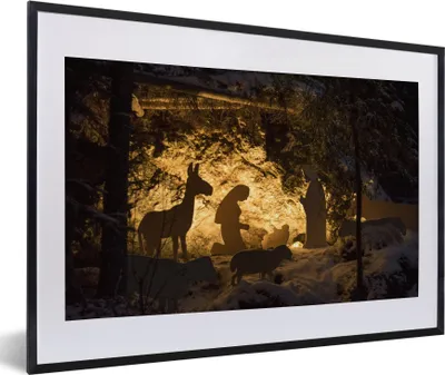 Produktbild von MuchoWow® MuchoWow® Gerahmtes Poster Krippe - Weihnachten 60x40 cm - Poster mit zchwarzem Bilderrahmen - Schlafzimmer - Plakat in Rahmen - Drucken