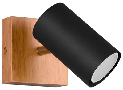 Produktbild von Wandleuchte, Holz, schwarz-matt, Spot verstellbar, H 16 cm