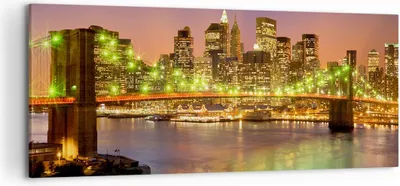 Produktbild von Bild auf Leinwand - Leinwandbild - New York Brücke - 120x50cm - Wand Bild - Wanddeko - Wandbilder - Leinwanddruck - Bilder - Kunstdruck - Wanddekoration - Leinwand bilder - Wandkunst - AB120x50-3517