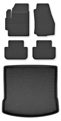 Produktbild von Gummimatten + Kofferraumwanne für Mazda 5 I 2005-2010 (Standard-Kofferraum) – Schwarz, Semi-Universal, angepasst – Wielganizator Semi-Universal