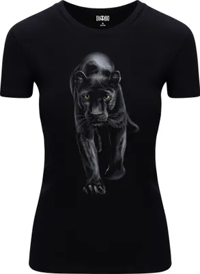 Produktbild von Diarbo Damen T-Shirt mit Aufdruck Wildtierporträts Panther Schwarz Gr.M