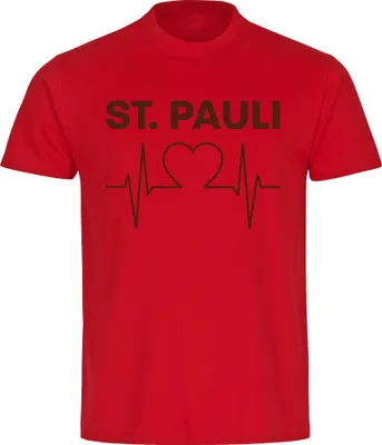 Produktbild von multifanshop Herren T-Shirt - St. Pauli - Herzschlag, rot, Größe S