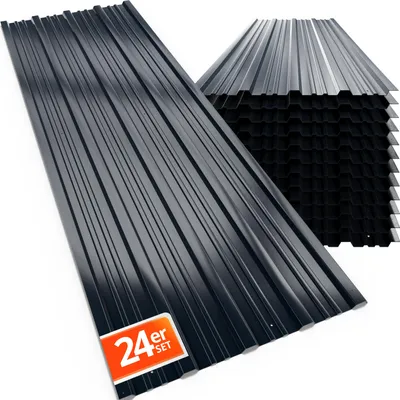 Produktbild von GARDEBRUK® 24x Trapezblech 129x46cm = 14m² verzinkt Profilblech Dachblech Wellblech Dachplatten Gerätehaus Carport anthrazit
