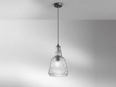 Produktbild von LED Retro Hängelampe einflammig - Lampenschirm Kristallglas Rauchgrau