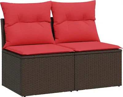 Immagine prodotto di vidaXL Set di divani da giardino a 2 pezzi con cuscini in poly rattan acacia marrone