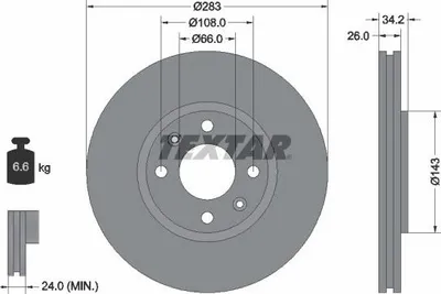Zdjęcie produktu dla Tarcza Hamulcowa Citroen Przód C5/C3/C4/Ds4/Xsara/207/307/308/Berlingo 08-