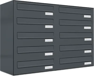 Produktbild von 10er Briefkasten-Anlage Tür- Zaundurchwurf RAL 7016 Anthrazit