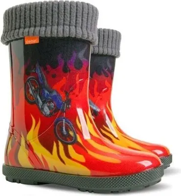 Produktbild von DEMAR Kinder HAWAI LUX Jungen Mädchen Thermostiefel Gummistiefel gefüttert Größe: 32/33, Herstellerfarbe: Flammen