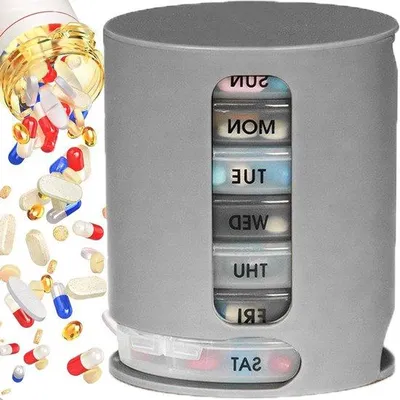 Produktbild von 7-Tage-Pillendose mit großen getrennten Fächern morgens abends Medikamentenbox