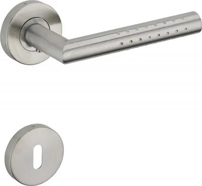 Image de Paire de béquilles avec rosaces pour porte, carré 7mm, inox - SP