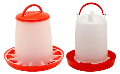 Produktbild von Geflügeltränke und Futterspender aus Kunststoff, zum Aufhängen, automatisches Set für Hühner, Küken, Enten und Wachteln (3 l und 3 kg)