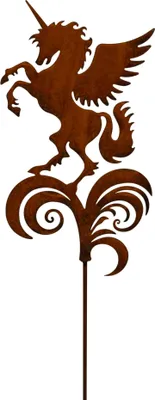 Produktbild von Gartenstecker Einhorn aus Edelrost Metall Rost Gartendeko Edelrost rostiger Beetstecker Romantischer Garten Dekoration