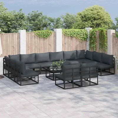 Produktbild von Maison Exclusive - Gartensofa-set mit Kissen 13 pcs Schwarz Aluminium