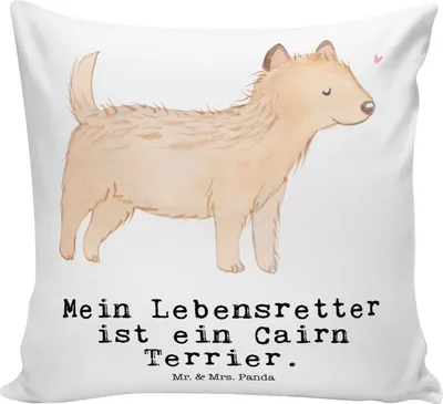 Produktbild von Mr. & Mrs. Panda Deko Kissen Cairn Terrier Lebensretter - Weiß - Geschenk, bedruckt, kuschelkissen 40x40, Sofakissen, Dekokissen, Polster