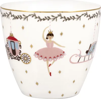 Produktbild von Greengate Latte Cup Becher ROYAL CHRISTMAS Weiß Weihnachtsbecher Goldrand
