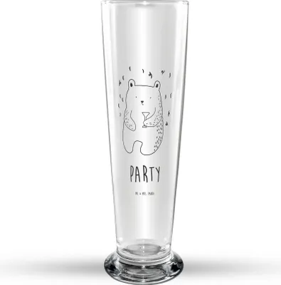 Produktbild von Mr. & Mrs. Panda Bierglas Bär Party - Transparent - Geschenk, Lustig, Bierbecher, Glasbecher, Geburtstagsgeschenk, Bier Glas, Geburtstag, Glasbierglas, Trinkglas, Feiern