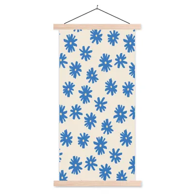 Produktbild von MuchoWow® Textilposter Blume - Muster - Minimalismus 40x80 cm mit holzfarbenen Rahmen - Wohnzimmer