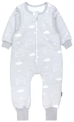 Produktbild von TupTam Baby Schlafsack mit Füßen und Ärmel  e Materialien Winterschlafsack, Farbe: Wolken mit Sternen und Mond Grau, Größe: 116-122