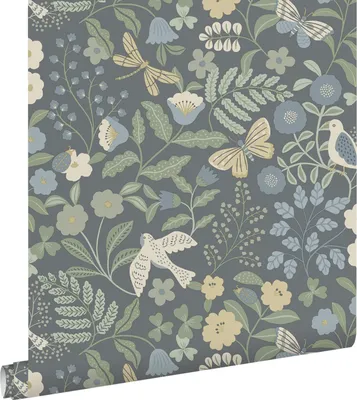 Zdjęcie produktu dla ESTAhome Tapeta kwiaty i ptaki niebieskimIzielonym 50 x 900 cm