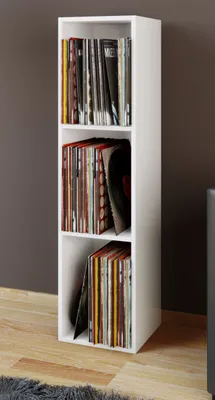 Produktbild von VCM Holz Schallplatten Regal | Stand Regal mit 3 Fächer für 100 Schallplatten | Maße: H. 107 x B. 34 x T. 30 cm - Platto