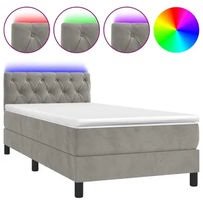 Produktbild von vidaXL Boxspringbett mit Matratze & LED Hellgrau 80x200 cm Samt