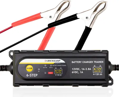 Image de Entraîneur de chargeur de batterie Dunlop - 6/ 12 V - Intelligent - 6 phases - Indicateurs - IP65