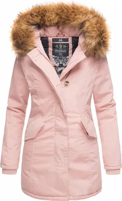 Produktbild von Marikoo Karmaa Damen Winter Jacke Stepp Parka Mantel Winterjacke warm gefüttert Rose mit Dunklem Fell Gr. 36 - S