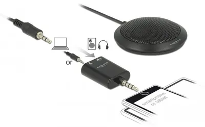 Produktbild von DeLOCK 65873, Tischmikrofon, -32 dB, 100 - 10000 Hz, 2200 Ohm, Omnidirektional, Kabelgebunden