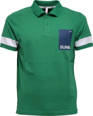 Imagen del producto de Polo para hombre SUN 68, mezcla de algodón, color verde/azul. Camiseta polo para hombre